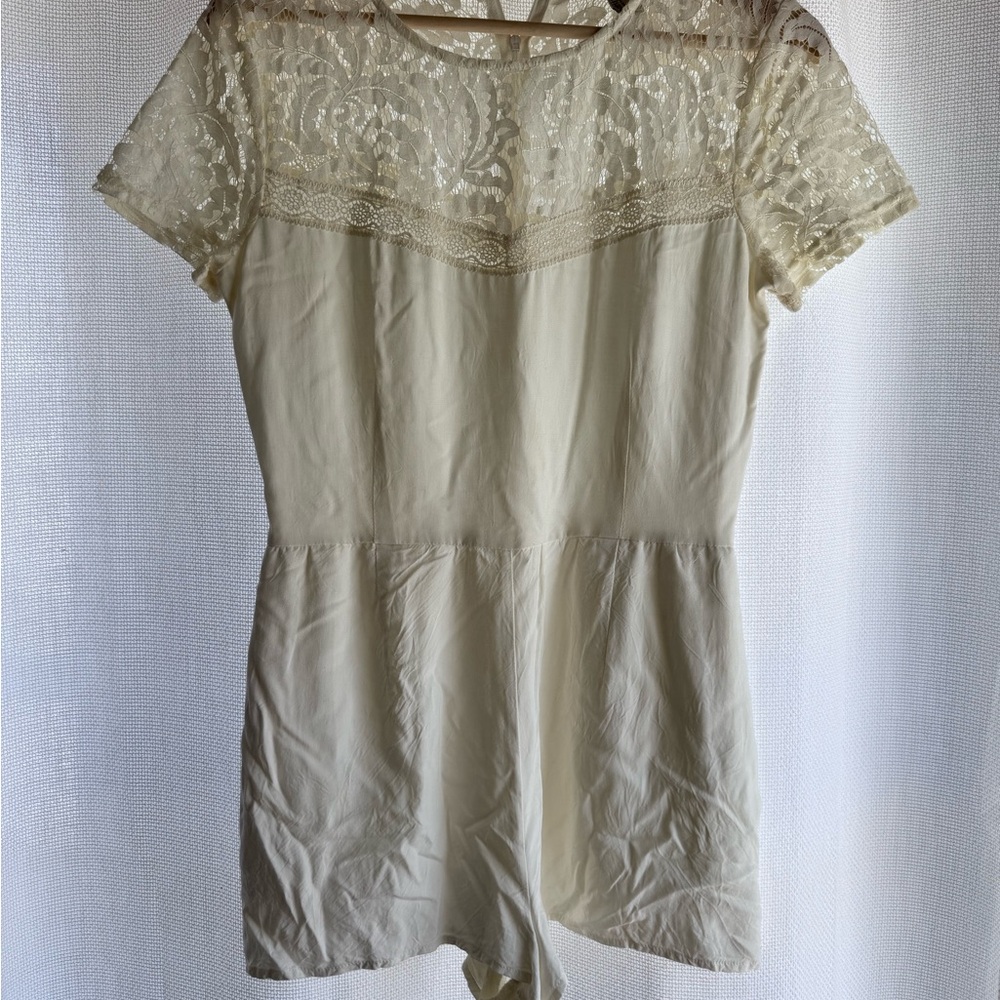Elegant Cream Lace Romper